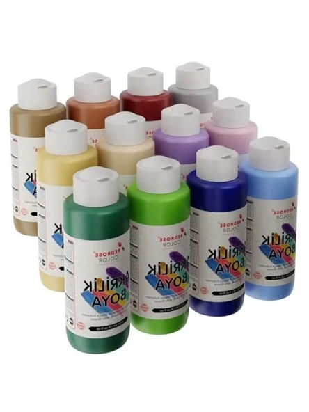 12'li Pastel Renkler Akrilik Boya Seti, 120ml ürün görseli 1