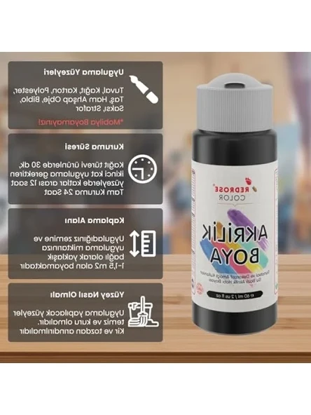 60ml Siyah Akrilik Boya - Resim 3