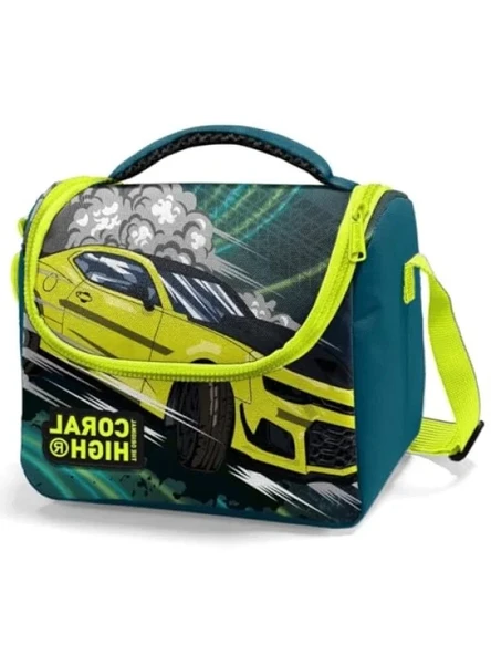 Erkek Çocuk Okul Beslenme Çantası - Yeşil-Sarı Yarış Arabası Tasarımı ürün görseli 1