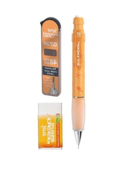 Doğa Desenli Kalem ve Silgi Seti - 0.7 mm, Hardal Sarısı ürün görseli 1