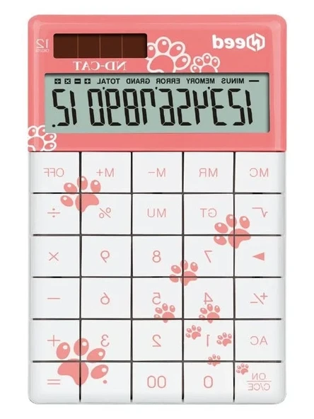 Pembe Kedi Pati Desenli Standart Hesap Makinesi ürün görseli 1