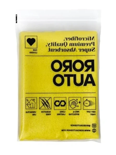Çift Taraflı Mikrofiber Araç Kurulama Bezi 50x70 cm Sarı ürün görseli 1
