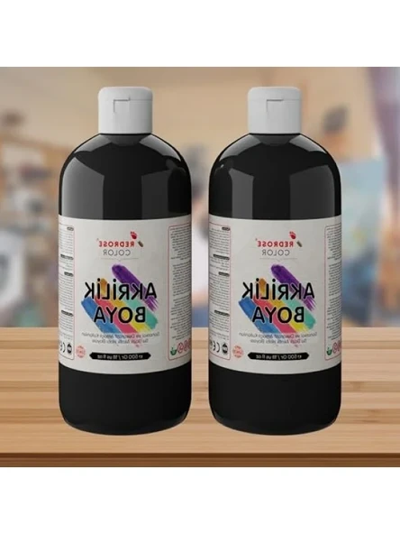 2x500gr Siyah Akrilik Boya Seti - Resim 2