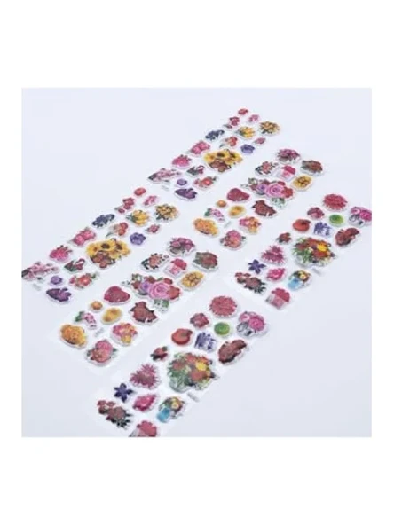 6 Adet Renkli Çiçek Kabartmalı Yapışkan Sticker ürün görseli 1