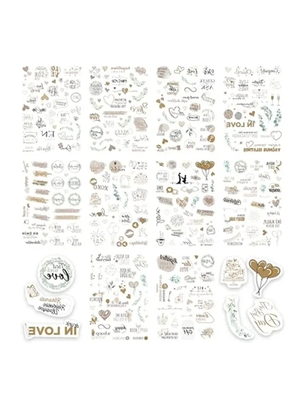 325 Adet Vintage Love Temalı Düğün Sticker Seti - A5 Boyut, 10 Sayfa ürün görseli 1