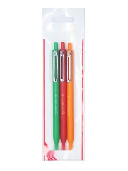 0.7 mm Yağ Bazlı Mekanizmalı Roller Kalem - Kırmızı, Yeşil ve Turuncu ürün görseli 1