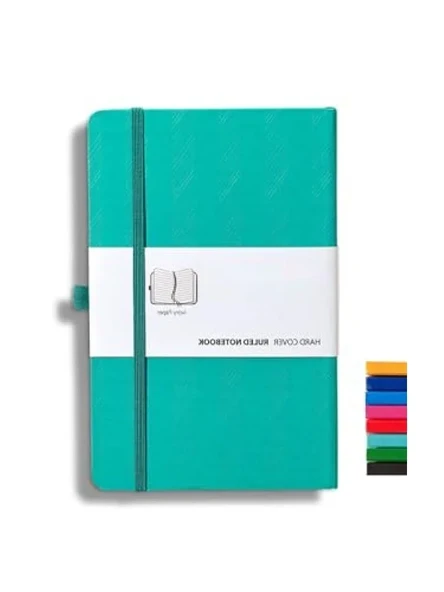 Klasik Çizgili Defter - 13x21 cm, Yeşil Desenli ürün görseli 1