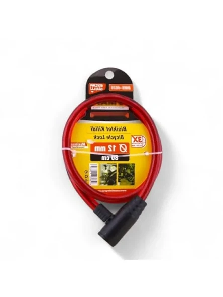 12 mm x 80 cm Çelik Halatlı Güvenlik Kilidi, Bisiklet ve Motosiklet İçin ürün görseli 1