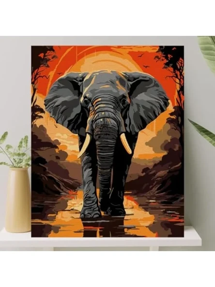 Sayılarla Boyama Tuval Seti - 40x50 cm Fil Temalı ürün görseli 1