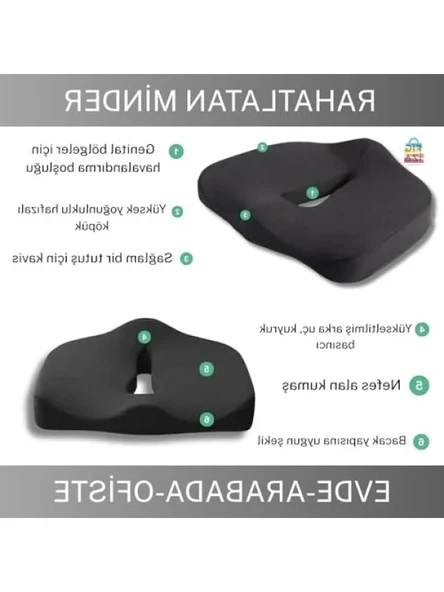 Lüks Ortopedik Oturma Minderi, Visco Posture, Siyah - Resim 2