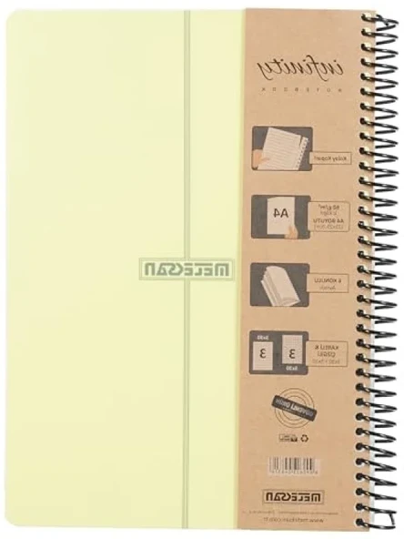 A4 Boyutunda 6 Konulu Spiralli Defter, 180 Yaprak, Sarı PP Kapaklı ürün görseli 1