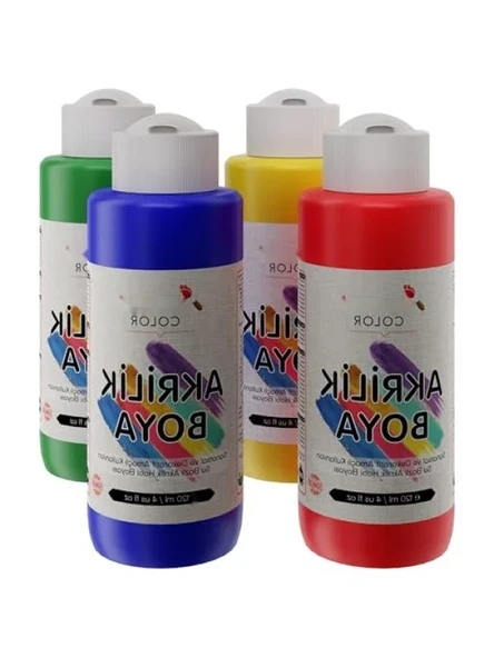 4'lü Ana Renk Akrilik Boya Seti - 120 ml ürün görseli 1