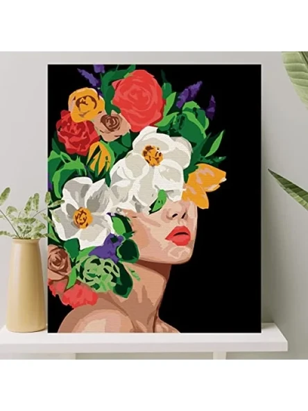 Numaralı Tuval Boyama Seti Fırça ve Boya Dahil (Çıtalı) 40x50 CM - Çiçek Temalı ürün görseli 1