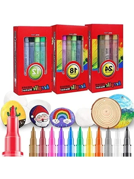 Akrilik Marker Kalem Seti, 12 Adet - Resim 3