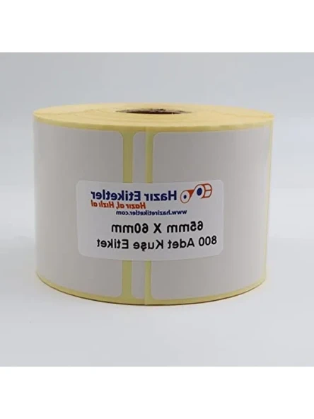 65mm x 60mm Kuşe Etiket Rulo - 800 Adet - Resim 2