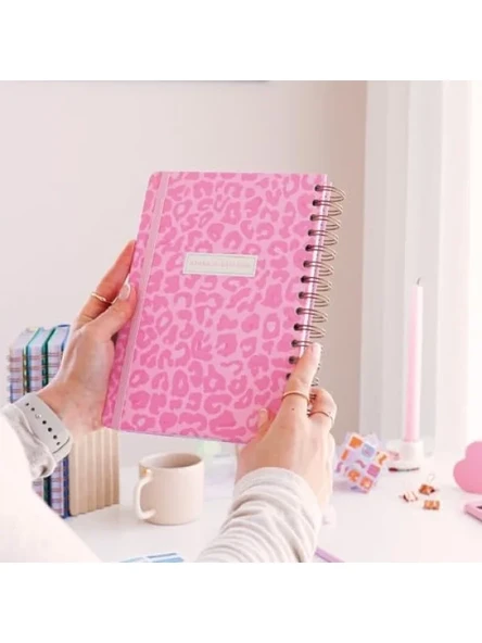 Pembe Leopar Desenli Süresiz Renkli Planlayıcı Ajanda, Motivasyon Sayfalarıyla ürün görseli 1