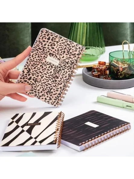Leopar Desenli 3'lü Spiralli Defter Seti 10x14 cm Karton Kapak ürün görseli 1