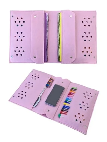 4 Bölmeli A4 Boyutunda Keçe Kalemlik ve Tablet Organizer Çanta - Pembe ürün görseli 1