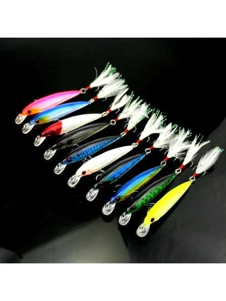 10 Adet Tüylü Suni Spin Olta - 9 cm, 7.2 gr - Resim 3