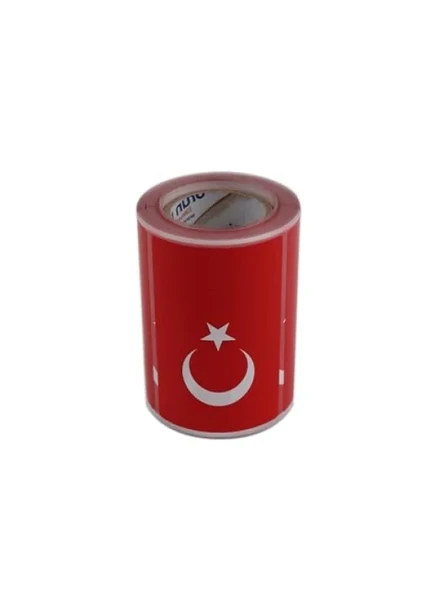 Türk Bayrağı Etiketi, Kuşe Rulo, 90mm x 60mm, 300 Adet ürün görseli 1