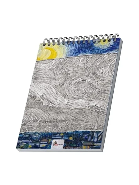 Van Gogh Temalı A4 Çizgisiz Eskiz Defteri - 50 Sayfa, Spiralli ürün görseli 1