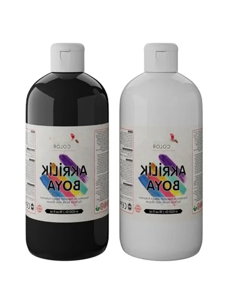 Akrilik Boya Seti - Beyaz ve Siyah, 2 x 500gr ürün görseli 1