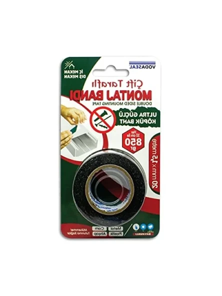 Çift Taraflı Köpük Montaj Bandı 20mm x 1.5m - Gri ürün görseli 1