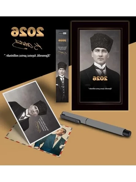2026 Yılına Özel Ajanda ve Ayraç Kartpostal Seti - Gri ürün görseli 1