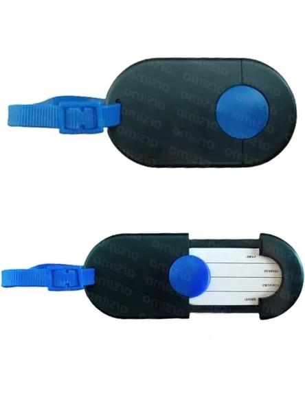 Çok Amaçlı Bavul Valiz Etiketi - 10 cm x 5.5 cm, Siyah-Mavi ürün görseli 1