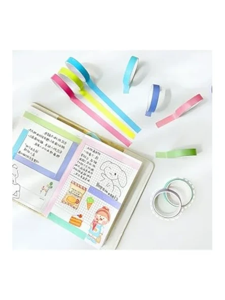 Milk Tea Temalı 6 Renkli Washi Bant Seti - Resim 3