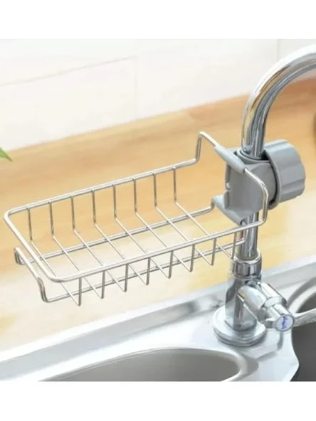 Musluk Üstü Tek Katlı Mutfak ve Banyo Rafı - Sabun ve Sünger Askısı ürün görseli 1