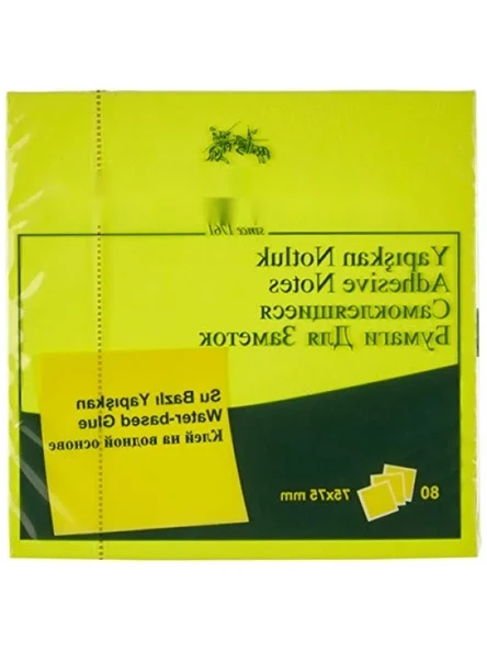 Fosforlu Sarı Yapışkan Notluk, 75x75mm, 80'li Paket ürün görseli 1