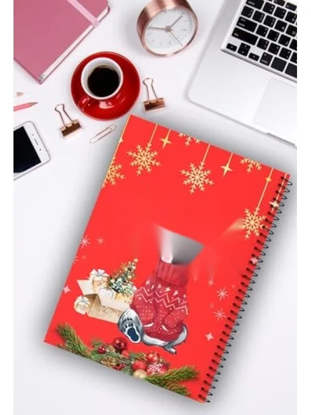 A5 Spiralli Defter - Yeni Yıl Temalı, 96 Sayfa Çizgisiz ürün görseli 1