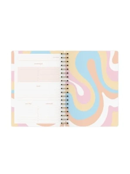 Spiralli Ajanda Defter - Marble Desen, 17x24 cm - Resim 2
