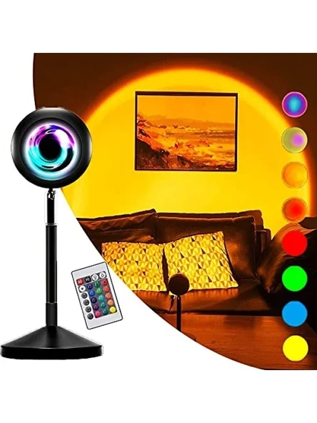Kumandalı RGB Gün Batımı Projektörü, 16 Renk Seçeneği ürün görseli 1