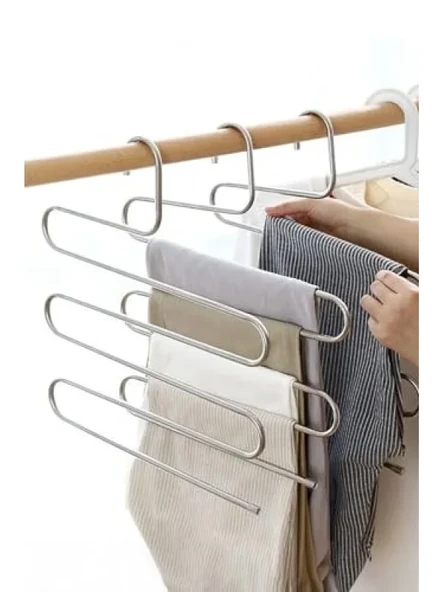 5 Katlı Metal Pantolon & Şal Askısı - Dekoratif Düzenleyici ürün görseli 1
