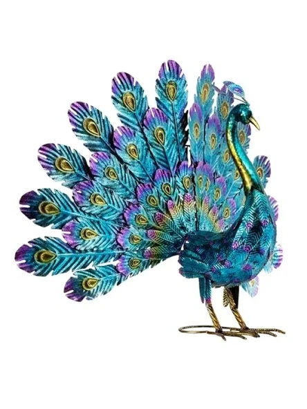 Metal Tavus Kuşu Bahçe Heykeli, 81x30x58 cm ürün görseli 1