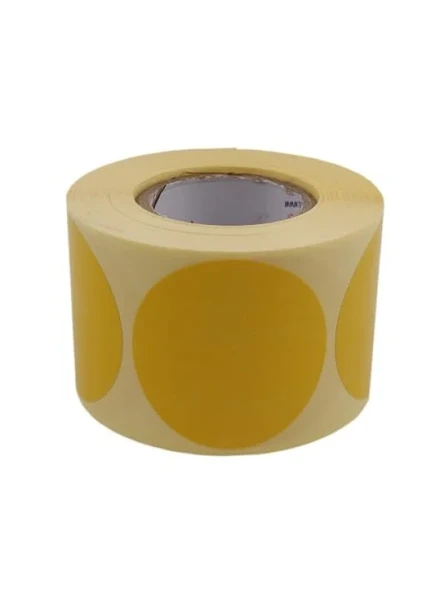 Sarı Zemin Baskılı Kuşe Etiket - 40mm Çapında, 500 Adet ürün görseli 1