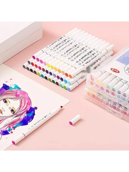 24 Adet Renkli Slim Marker Kalem Seti - Resim 3