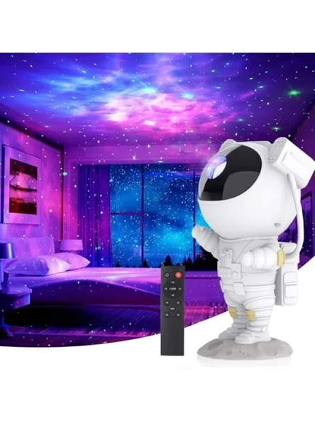 Astronot Temalı Yıldızlı Gece Lambası, Projektör, Renkli Işık Efektleri ürün görseli 1