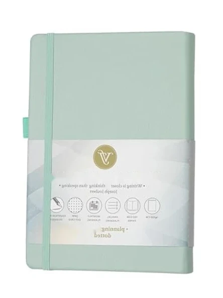 Sert Kapaklı Noktalı Defter, 14x20 cm - Mint Yeşil ürün görseli 1