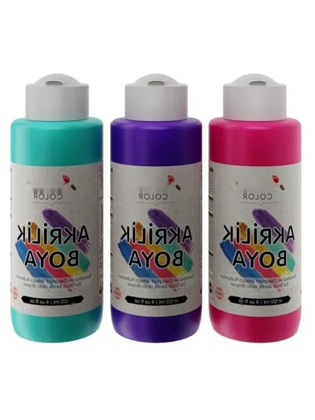 Mor-Fuşya-Turkuaz Akrilik Boya Seti - 3x120ml ürün görseli 1