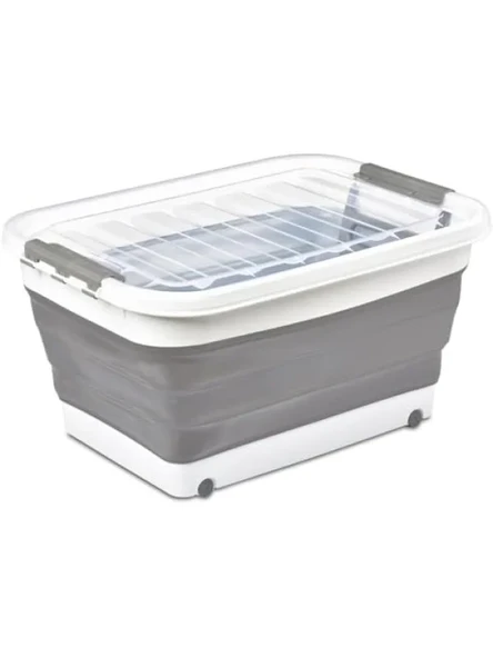 Tekerlekli Katlanabilir Şeffaf Saklama Kabı - 45 Litre ürün görseli 1