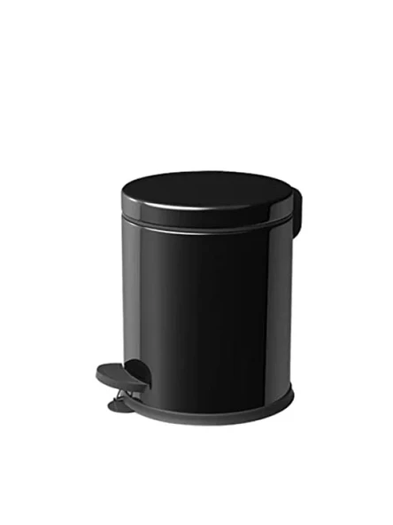 Paslanmaz Metal Pedallı Çöp Kovası - Siyah - 5 LT ürün görseli 1