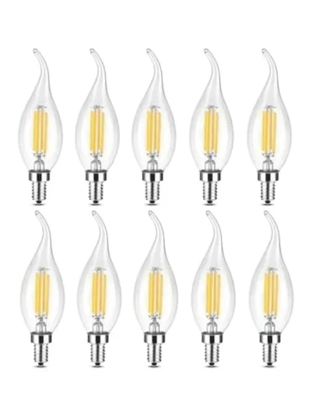 10 Adet Kıvrık Buji Ampul, 4W Şeffaf Filament ürün görseli 1