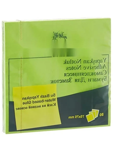 Fosforlu Yeşil Yapışkan Notluk - 75 x 75 mm - Resim 3