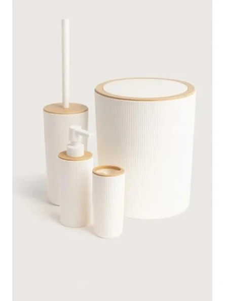Modern Çizgili 4 Parça Banyo Çöp Kovası Seti - 7 Litre ürün görseli 1