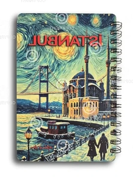 İstanbul Temalı Simli Defter, A5 Boyutunda - Resim 2
