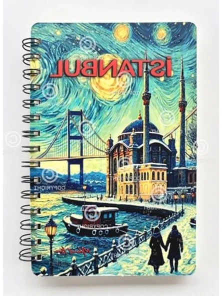 İstanbul Temalı Simli Defter, A5 Boyutunda - Resim 3