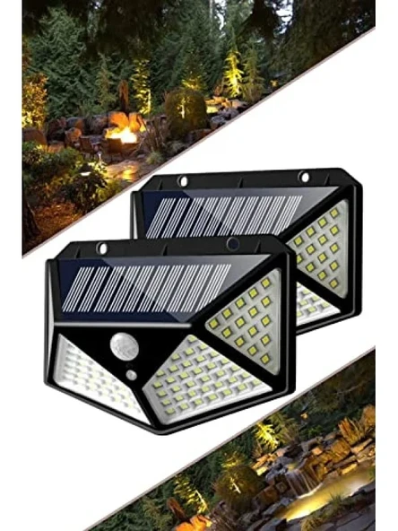 Güneş Enerjili 100 LED Hareket Sensörlü Aydınlatma - IP65 Suya Dayanıklı ürün görseli 1
